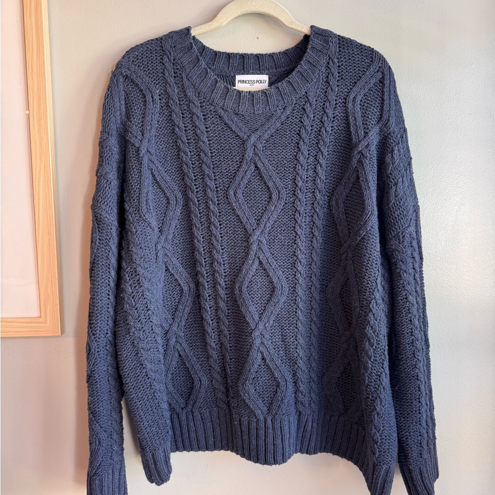 Princess Polly women’s Blue Cable Knit Sweater